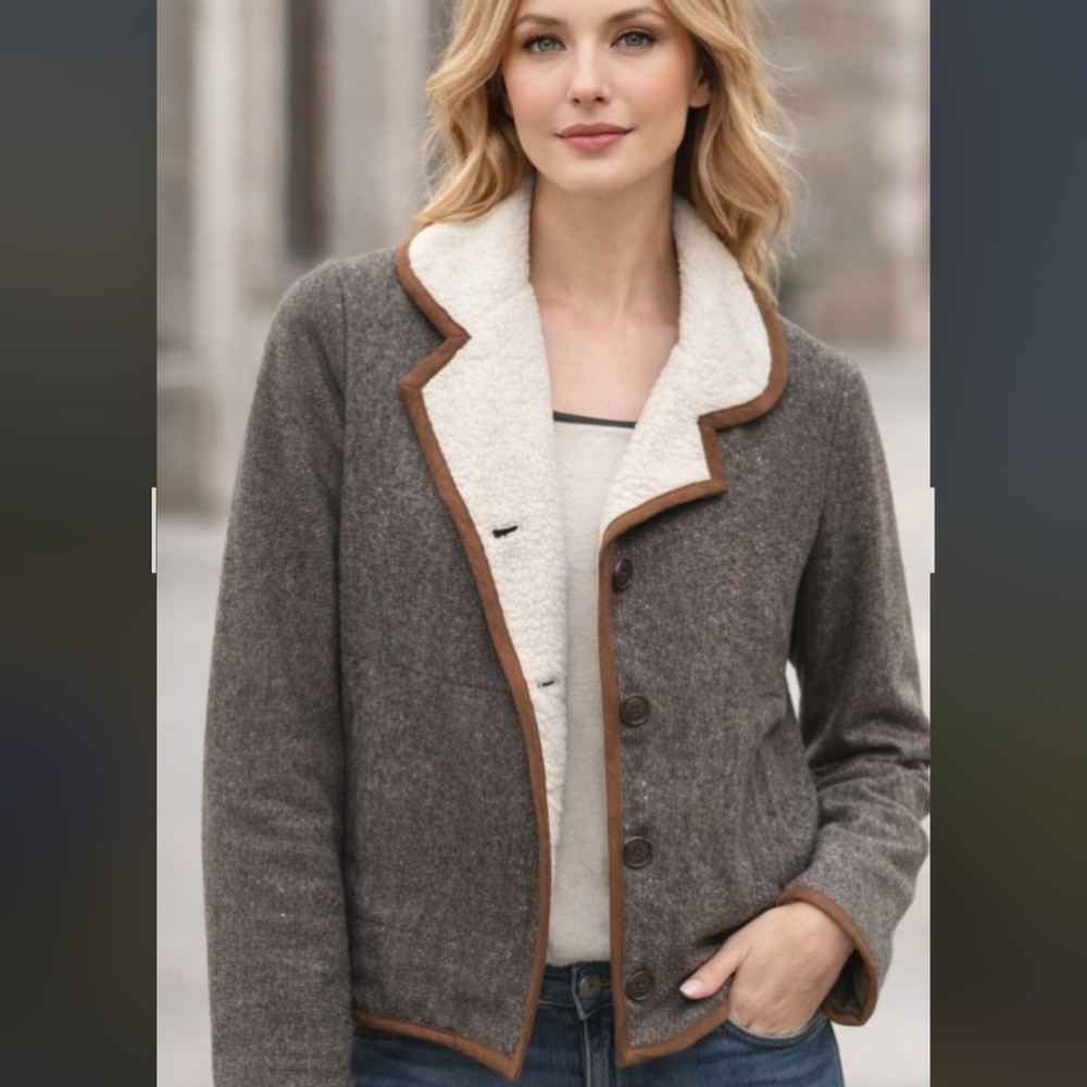 Tommy Hilfiger Women's Mixed Tweed Jacket with Fleece Lining